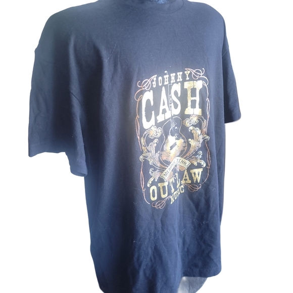 Mens Black Johnny Cash Motif Tshirt XL - Picture 3 of 4